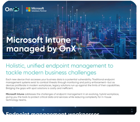 Micrsoft Intune managed by OnX Info graphic